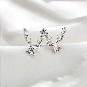 Elegant Silver Antler Earrings